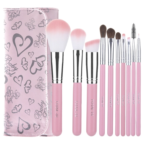 Pennelli Da Trucco Professionali Con Borsa Di Stoccaggio In PU Manico In Legno Fibra Sintetica Pelo Di Pony Strumenti Di Bellezza Cosmetica Per Principianti Portatili