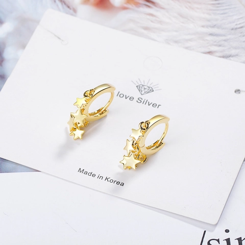 Star Dangle Hoop Earrings Copper Gold Silver Plated Versatile Fashion Accessories Jewelry For Women Trendy Korean Style