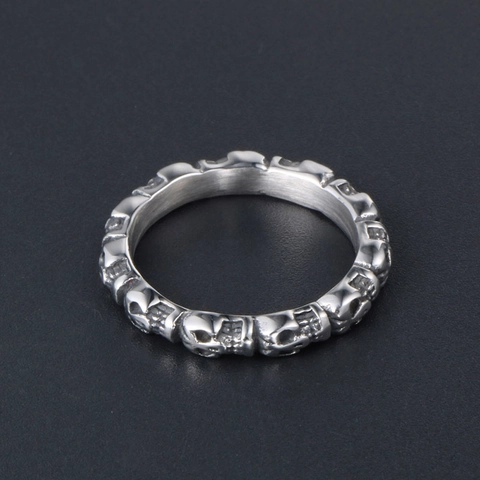 Vintage Totenkopf Ring Edelstahl Punk Gothic Band Hypoallergen Poliert Schmuck Für Herren Und Damen