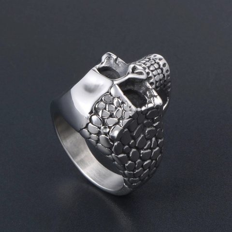 Bague Crâne Acier Titane Punk Rock Gothique Bijoux Pour Hommes Texture Double Face Poli Biker Bande De Doigt