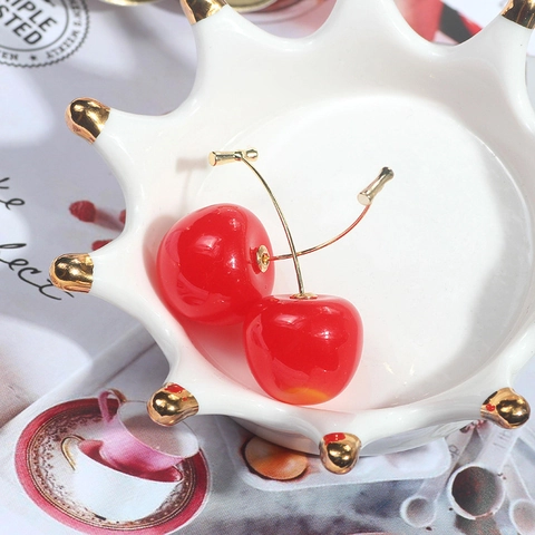 Pendientes Colgantes De Cereza Dulce Forma De Fruta Resina Poste De Acero Inoxidable Joyas Mujeres