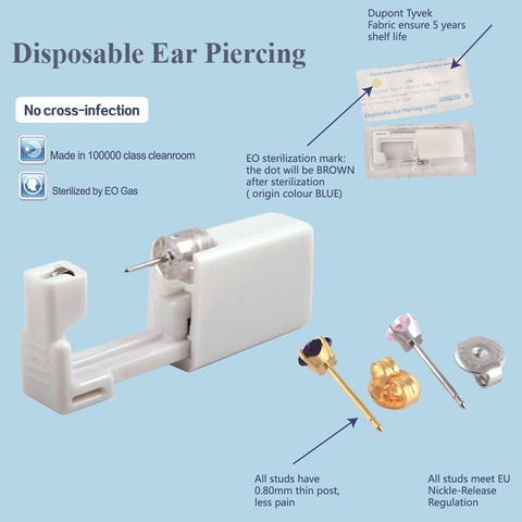 Disposable Ear Piercing Tool Unit Built-in 316L Stainless Steel Studs Earrings Sterilized Safety Piercing Gun Variety Shapes