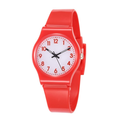 Minimalist Quartz Watch Silicone Strap Slim Analog Pointer Wristwatch For Kids Students Casual Lightweight