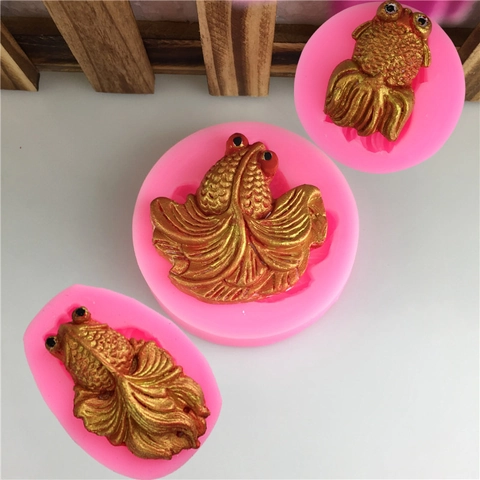 Goldfish Carp Silicone Mold 3D Koi Fish Fondant Cake Decorating Tools Chocolate Candy Soap Resin Crafting Flexible Durable