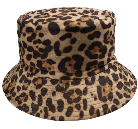 Cappello Alla Pescatora Feltro Di Lana Stampa Leopardata Reversibile Caldo Inverno Autunno Pieghevole Per Donna Uomo