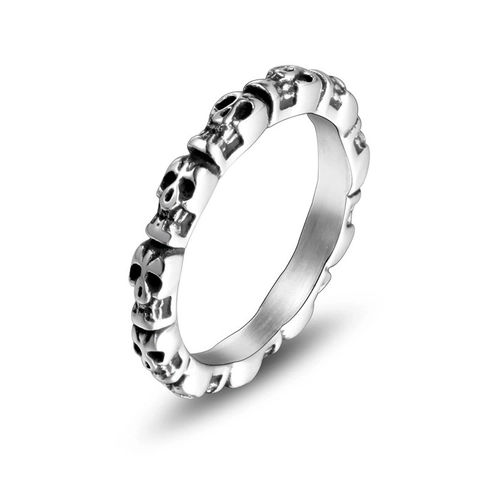 Vintage Totenkopf Ring Edelstahl Punk Gothic Band Hypoallergen Poliert Schmuck Für Herren Und Damen