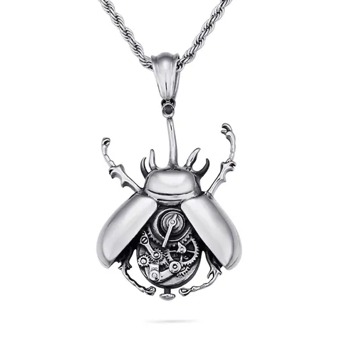 Pendente Scarabeo Steampunk Acciaio Inossidabile 316L Ingranaggio Meccanico Insetto Gioielli Retro Punk Gothic Uomo