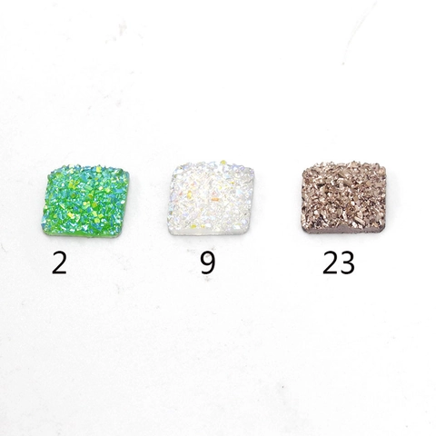 Square Resin Flatback Rhinestones Starry Glitter Ore Crystal Cluster Texture For DIY Jewelry Making Crafts Accessories
