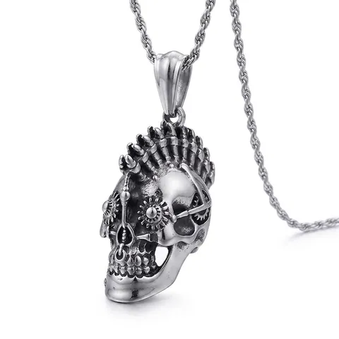 Pendentif Crâne Gothique Acier Inoxydable Mécanique Steampunk Style Punk Bijoux Hommes Nouveauté Rétro Finition Vieillie