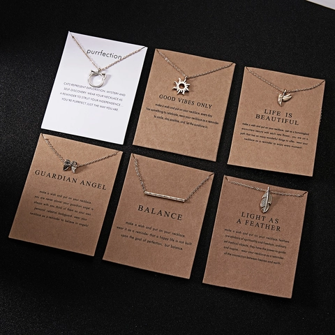 Minimalistische Legering Hanger Ketting Met Betekenisvolle Kaart Sieraden Cadeau Voor Vrouwen