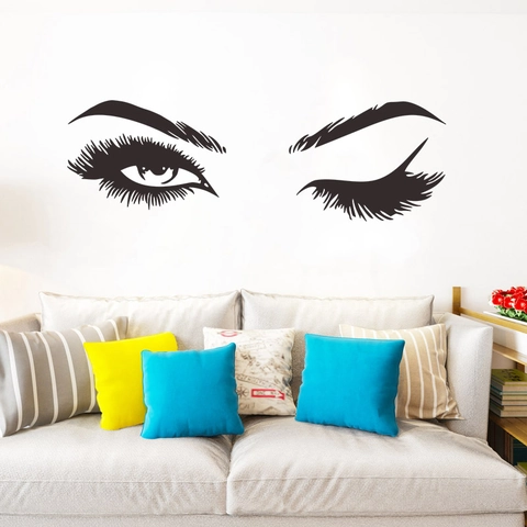 Modern Sexy Wimpers Knipoog Ogen Vinyl Muursticker Waterdicht PVC Sticker Voor Slaapkamer Woonkamer Schoonheidssalon Home Decor