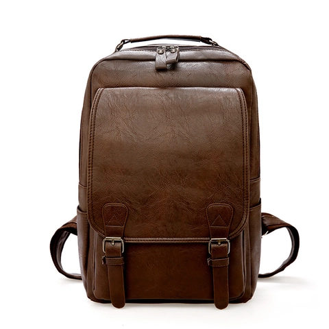 Mochila De Cuero PU Vintage Para Hombres Impermeable Gran Capacidad Bolsa Para Portátil Retro Negocios Viaje Escuela