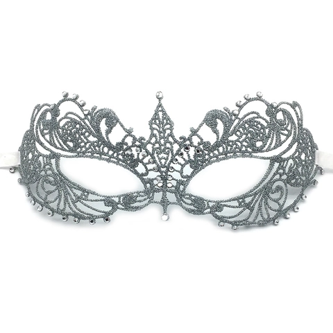Lace Masquerade Mask With Rhinestones Hollow Out Vintage Half Face Eye Mask For Party Halloween Costume Accessory For Women