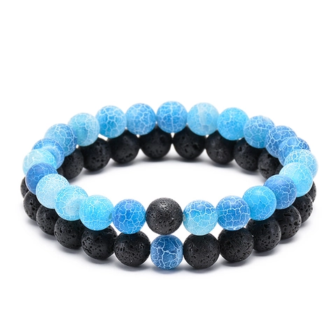 Natural Lava Rock Stone Beaded Bracelet Weathered Agate Tiger Eye Energy Healing Jewelry For Women Men Boho Yoga Bracelet