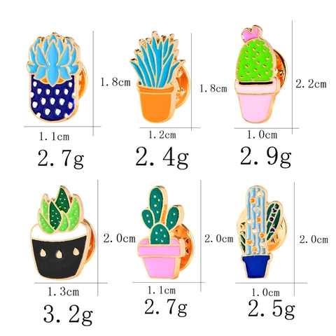 Spilla In Smalto Cactus Pianta Grassa In Vaso Cartone Animato Pin Lega Metallo Distintivo Colorato Gioielli Decorazione Abbigliamento