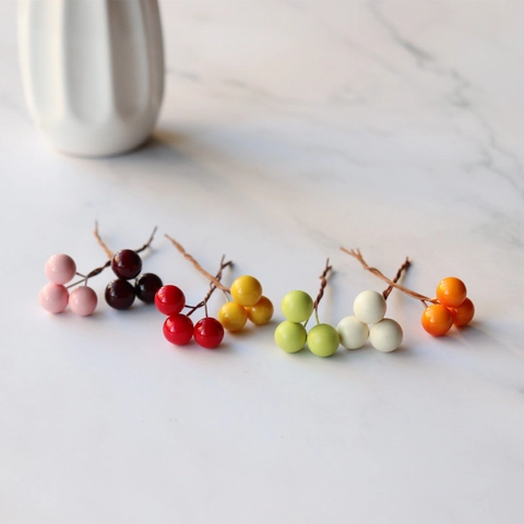 Artificial Berries Foam Mini Fruit Picks For DIY Crafts Christmas Home Party Decoration Simulation Berries With Wire Stems