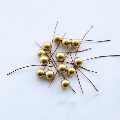 Artificial Berries Stems Metallic Foam Ball Picks For DIY Crafts Floral Arrangement Festive Decoration Elegant Home Decor