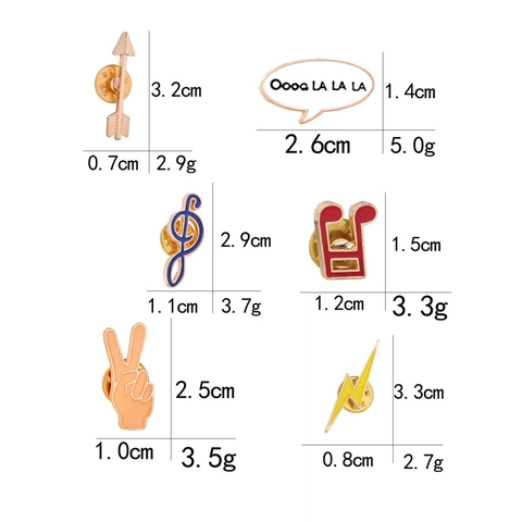 Creative Cartoon Enamel Pins Alloy Brooches Music Note Lightning Bolt Hand Gesture Lapel Pin For Backpack Jacket Gift
