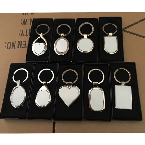 Sublimation Blanks Metal Keychain With Aluminum Plate Heat Transfer Blank Keyring Polish Silver Tone Gift For Friends