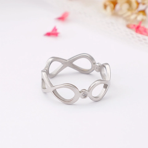 Anillo Con Símbolo De Infinito Acero Inoxidable Hueco Circón Incrustado Joyería De Moda Para Mujer
