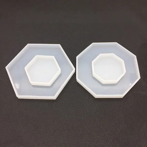 Stampo Silicone Esagonale Ottagonale Superficie Specchio DIY Resina Gesso Ornamento Vassoio Gioielli Sottobicchiere