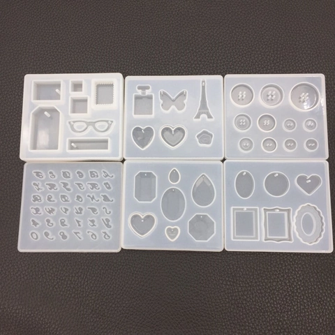 DIY Resin Casting Silicone Molds Alphabet Number Button Pendant Heart Shape Jewelry Making Craft Accessories Clear Flexible