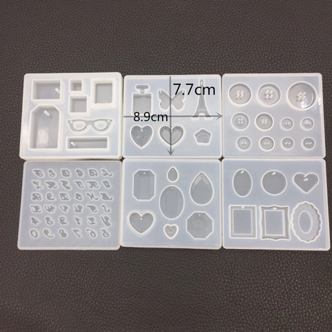 DIY Resin Casting Silicone Molds Alphabet Number Button Pendant Heart Shape Jewelry Making Craft Accessories Clear Flexible
