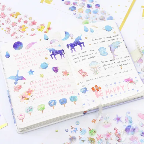 Adesivi Epossidici Cristallo 3D Stampa A Caldo Oro Impermeabile Oceano Spazio Unicorno Decalcomanie Decorative DIY