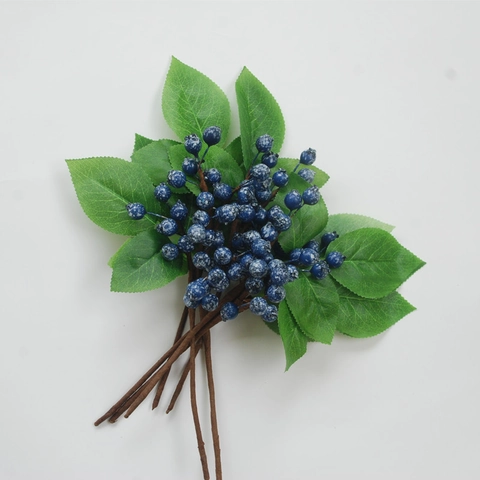 Künstliche Beeren Zweige Frost Schaum Früchte Satin Blätter Weihnachten Deko Stiele Heim Vase Füller DIY Hochzeit Floral