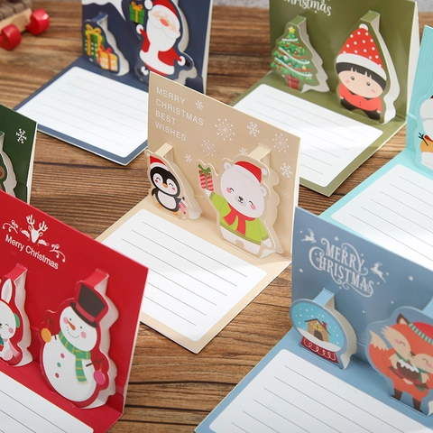Biglietti Di Auguri Di Natale Pop-Up 3D Con Buste Rosse Babbo Natale Pupazzo Di Neve Renna Per Auguri Di Buone Feste Cartoncino