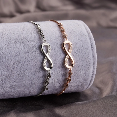 Bracciale Tennis Lega Di Rame Zircone Singola Fila Ciondolo A Cuore Regolabile Chiusura Bolo Gioielli