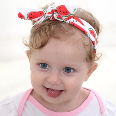 Baby Headband Infant Hair Band Rabbit Ears Fruit Print DIY Knot Elastic Fabric Cute For Toddler Kids