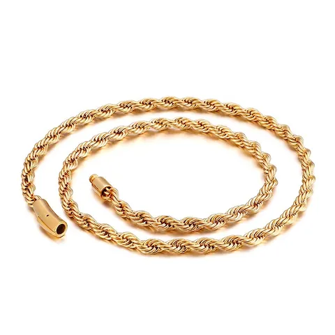 Collar De Cadena De Cuerda Trenzada De Acero Inoxidable Joyería Estilo Hip Hop Punk Para Hombres Y Mujeres