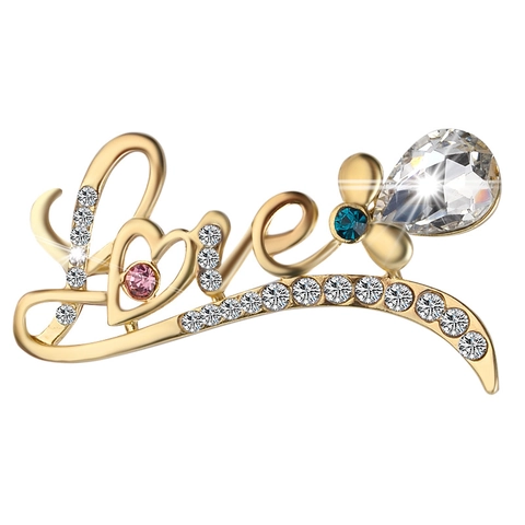Alloy Rhinestone Enamel Brooch Personalized Creative Rabbit Butterfly Eye Heart Shape Electroplated Jewelry Pin For Unisex Fashion Decoration