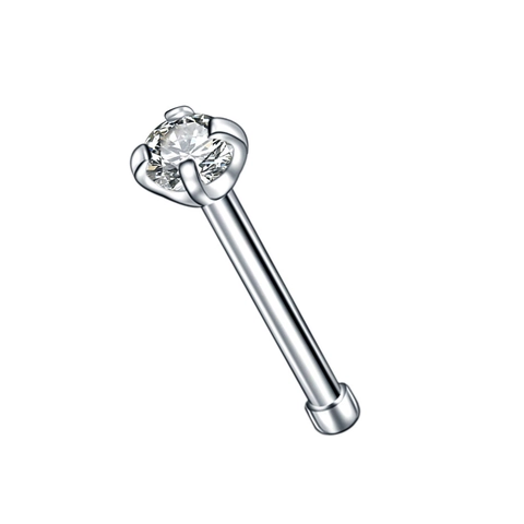 Minimalistischer Nasenstecker Aus Edelstahl Mit Rundem Zirkonia Vier Krallen Fassung Körperpiercing Schmuck Knochenstecker
