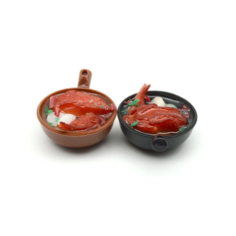 Realistic Simulation Food Miniature Casserole Pot PVC Food Model Keychain Creative Ornament Craft