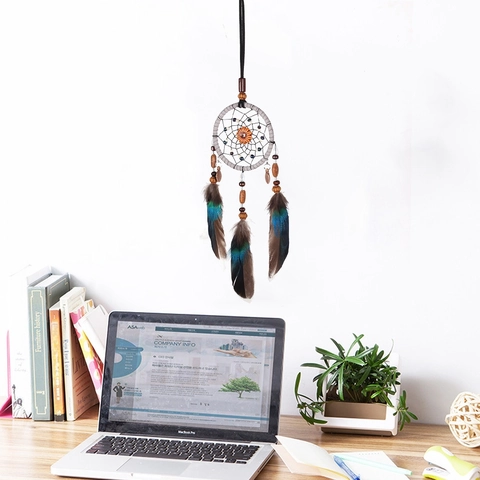 Handmade Dreamcatcher Hanging Ornament Feather Beads Bohemian Wall Decor Car Interior Accessories Home Bedroom Healing
