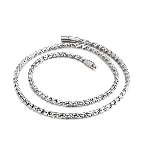 Collar Para Hombre Acero Inoxidable Cadena Tejida De Trigo Con Cierre Cilíndrico Joyería De Moda Punk Hip Hop