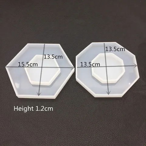 Stampo Silicone Esagonale Ottagonale Superficie Specchio DIY Resina Gesso Ornamento Vassoio Gioielli Sottobicchiere