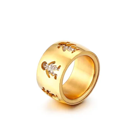Anello A Fascia Larga In Acciaio Inossidabile Silhouette Bambino E Bambina Svuotata Con Zirconi Gioielli Moda Unisex
