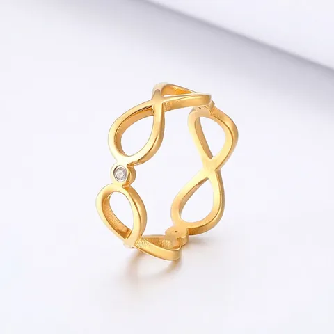 Anillo Con Símbolo De Infinito Acero Inoxidable Hueco Circón Incrustado Joyería De Moda Para Mujer