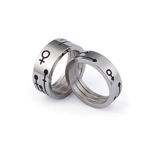Stainless Steel Ring Gender Symbols Minimalist Band For Couples Mars Venus Jewelry Modern Fashion Gift Men Women