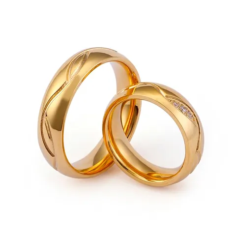 Anello In Acciaio Al Titanio Placcato Oro 18K Motivo A Onde Con Strass Gioielli Di Moda Semplici Per Uomini Donne Coppie