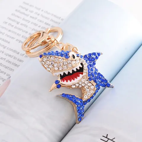 Shark Starfish Strass Schlüsselanhänger Kristall Legierung Meerestier Tasche Charm Auto Schlüsselring Anhänger Für Frauen Geschenk Zubehör