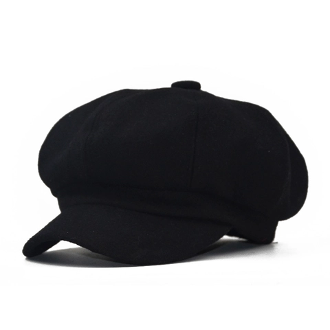 Casquette Gavroche Laineuse Style Britannique Rétro Pour Hommes Femmes Couleur Unie Béret Octogonal Automne Hiver Chaud Mode