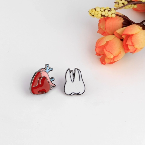 Anatomisch Hart Tand Emaille Pin Broches Zinklegering Medische Orgaansieraden Voor Artsen Verpleegkundigen Studenten Decor