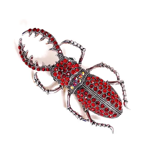 Vintage Beetle Brooch Alloy Rhinestone Insect Lapel Pin Jewelry For Coat Cardigan Accessories For Women Men