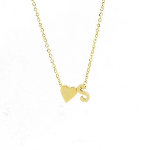 Collana Pendente Cuore Lettera Iniziale Acciaio Inossidabile 304 Placcato Oro 18K Lucidato A Specchio Gioielli Donne