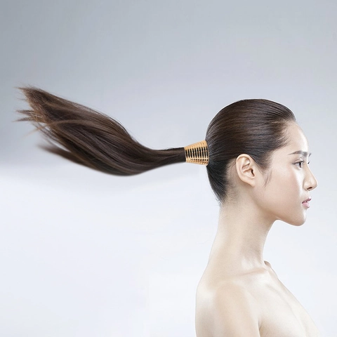 Conical Ponytail Holder Hair Clip Ribbed Texture Metallic Electroplated Plastic Expandable Hair Accessory For Women