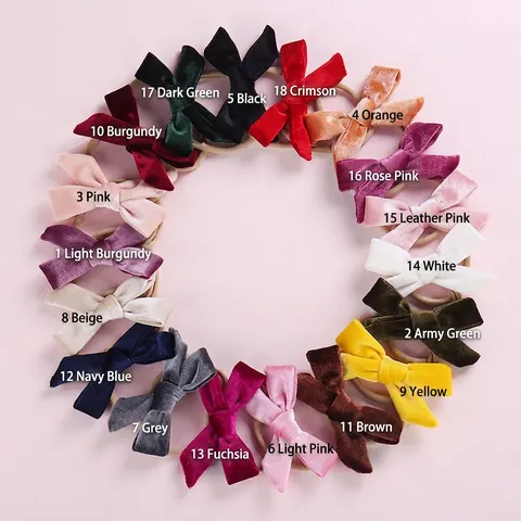 Baby Stirnband Mit Schleife Samt Weich Elastisch Nylon Haarband Für Neugeborene Kleinkinder Mädchen Haarschmuck